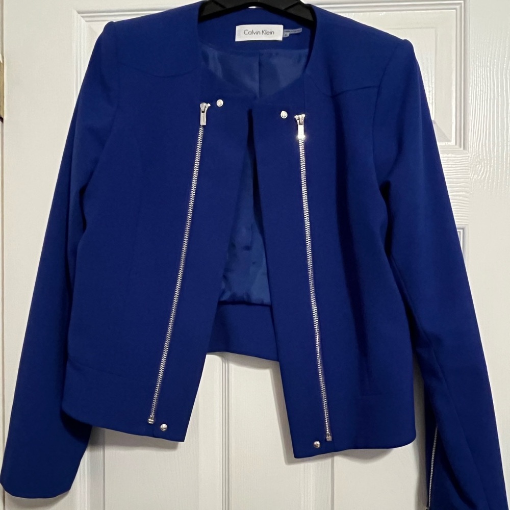 Calvin Klein royal blue jacket with zipper accents size 6